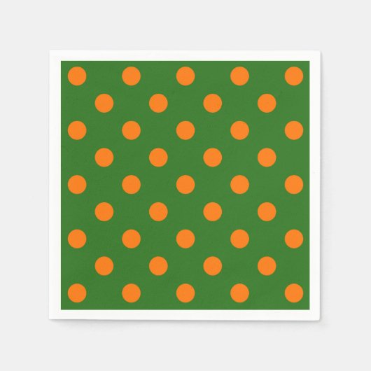 Orange auf Green Polka Dots Design Serviette (Vorderseite)