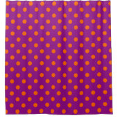 Orange auf Lila Polka Dots Design Duschvorhang (Vorderseite)