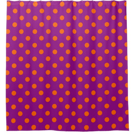 Orange auf Lila Polka Dots Design Duschvorhang (Vorderseite)
