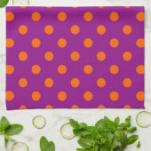 Orange auf Lila Polka Dots Design Geschirrtuch (Gefaltet)