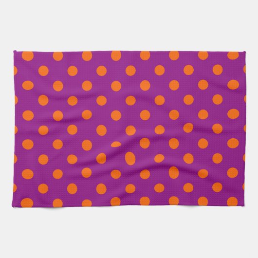 Orange auf Lila Polka Dots Design Geschirrtuch (Horizontal)