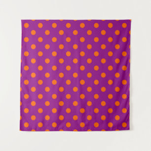 Orange auf Lila Polka Dots Design Wandteppich