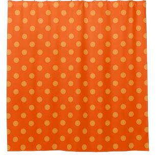 Orange auf tiefer Orange Polka Dots Design Duschvorhang