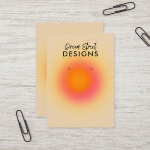 Orange Aura Halo Calligraphy Earring Display Card Visitenkarte