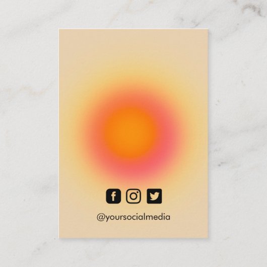 Orange Aura Halo Calligraphy Earring Display Card Visitenkarte (Rückseite)