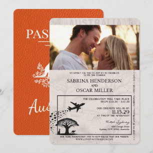 Orange Australia Reisepass Hochzeit Einladung