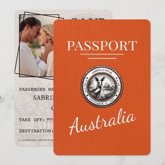 Orange Australia Reisepass Save The Date (Vorne/Hinten)