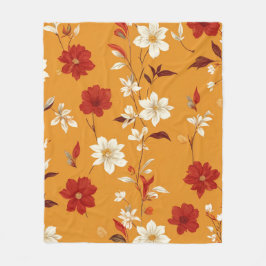 Orange Autumn Boho Vintages Blumenmuster Fleecedecke
