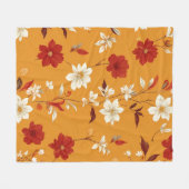 Orange Autumn Boho Vintages Blumenmuster Fleecedecke (Vorderseite (Horizontal))