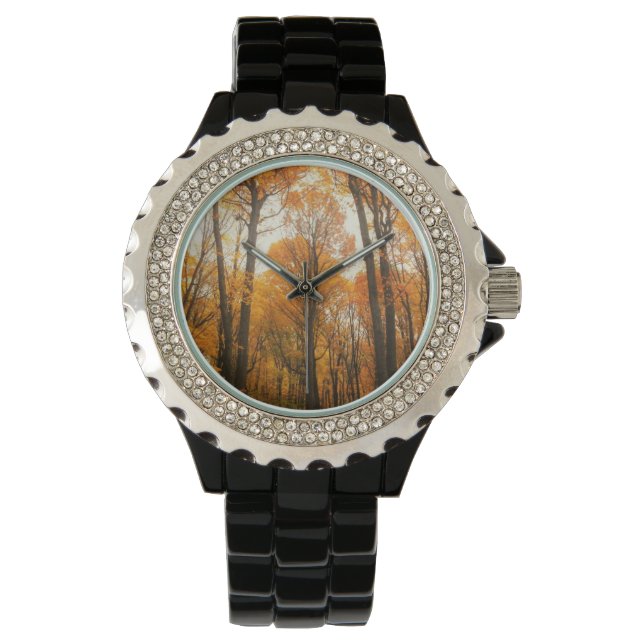 Orange Autumn Forest Armbanduhr (Vorderseite)