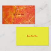 Orange Autumn Maple Leaf Business Card Visitenkarte (Vorne/Hinten)