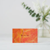 Orange Autumn Maple Leaf Business Card Visitenkarte (Stehend Vorderseite)