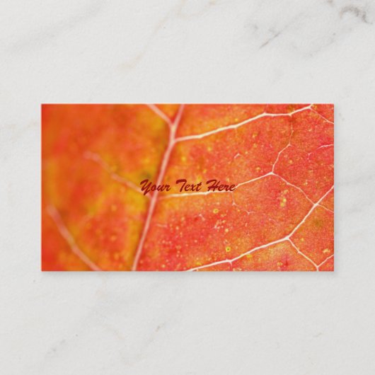 Orange Autumn Maple Leaf Business Card Visitenkarte (Vorderseite)