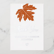 Orange Autumn Maple Leaf Wedding Danke Silver