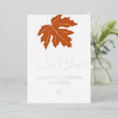 Orange Autumn Maple Leaf Wedding Danke Silver Folieneinladung (Stehend vorne)