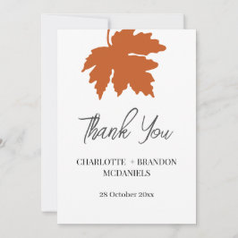 Orange Autumn Maple Leaf Wedding Vielen Dank Dankeskarte