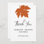 Orange Autumn Maple Leaf Wedding Vielen Dank Dankeskarte (Vorne/Hinten)