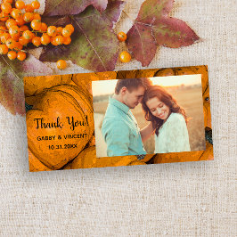Orange Autumn Pumpkin Danke Foto Card