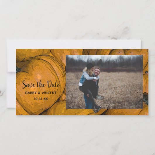 Orange Autumn Pumpkin Wedding Save the Date Foto (Vorderseite)