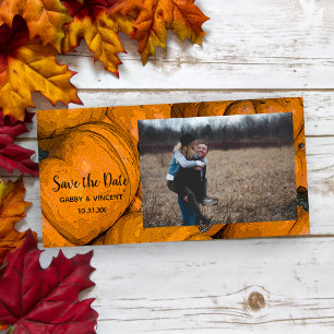 Orange Autumn Pumpkin Wedding Save the Date Foto