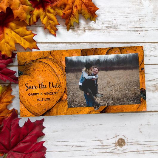 Orange Autumn Pumpkin Wedding Save the Date Foto
