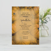 Orange Autumn Pumpkins Bridal Shower Einladung (Stehend Vorderseite)