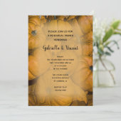 Orange Autumn Pumpkins Hochzeitsessen Probe Einladung (Stehend Vorderseite)