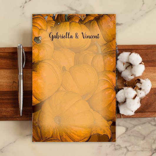 Orange Autumn Pumpkins Wedding Briefpapier