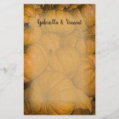 Orange Autumn Pumpkins Wedding Briefpapier (Vorderseite)
