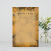 Orange Autumn Pumpkins Wedding Briefpapier (Stehend Vorderseite)