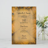 Orange Autumn Pumpkins Wedding Menu (Stehend Vorderseite)