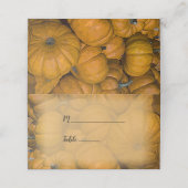 Orange Autumn Pumpkins Wedding Platzkarte (Außenseite Aufgefaltet)