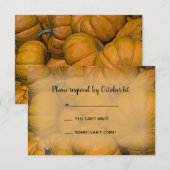 Orange Autumn Pumpkins Wedding RSVP Response Card Karte (Vorne/Hinten)