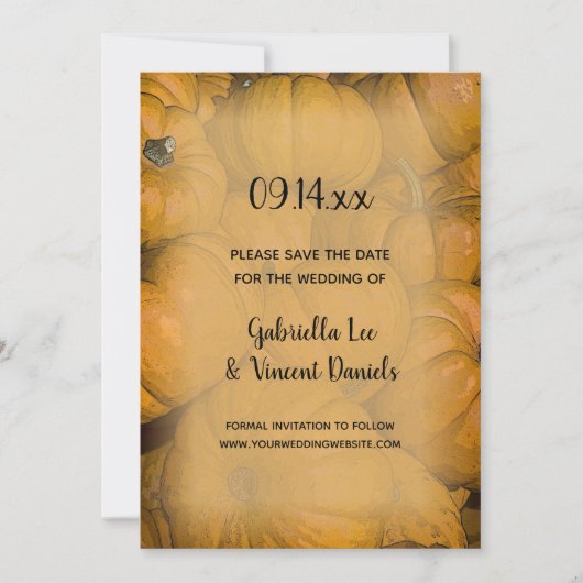 Orange Autumn Pumpkins Wedding Save the Date (Vorderseite)