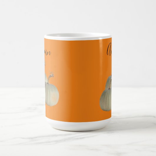 Orange Autumn White Pumpkins Erntedank Kaffeetasse (Mittel)