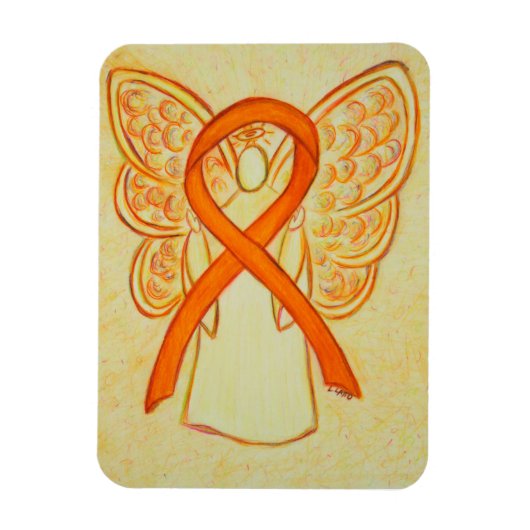 Orange Awareness Ribbon Angel Art Magnet (Vertikal)