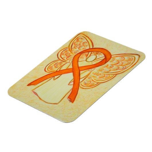 Orange Awareness Ribbon Angel Art Magnet (Linke Seite)