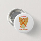 Orange Awareness Ribbon Angel Custom Button (Vorne & Hinten)
