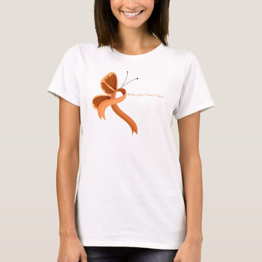 Orange Awareness Ribbon Butterfly T - Shirt (Vorderseite)