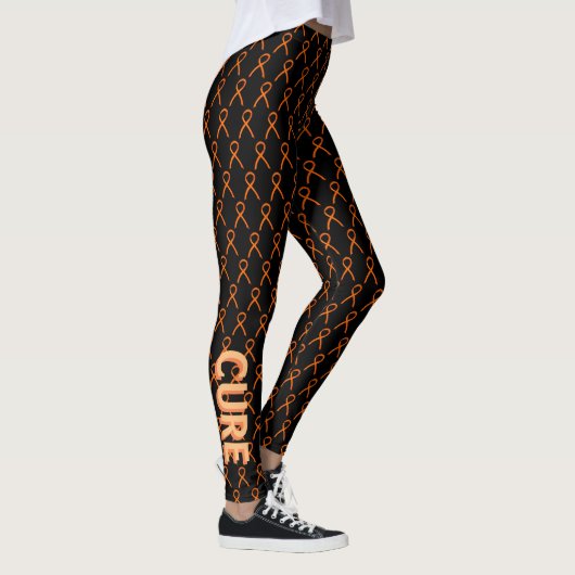 Orange Awareness Ribbon Custom Words Art Leggings (Rechts)