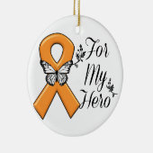 Orange Awareness Ribbon für meinen Helden Keramik Ornament (Rechts)