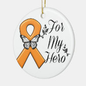 Orange Awareness Ribbon für meinen Helden Keramik Ornament (Links)