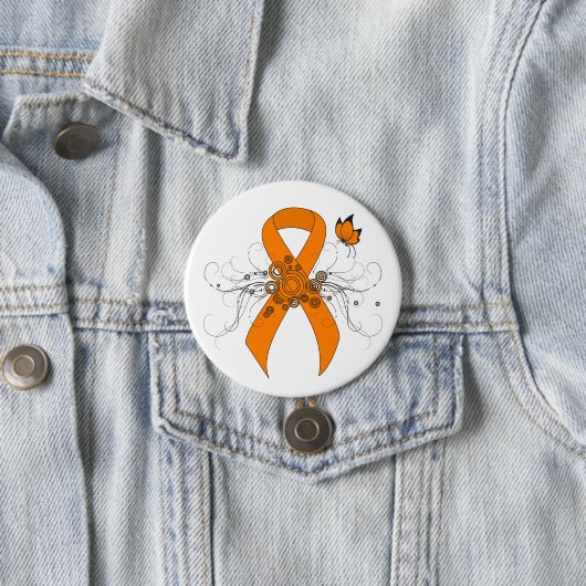 Orange Awareness Ribbon mit Butterfly Button (Beispiel)