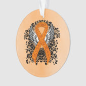 Orange Awareness Ribbon mit Flügeln Ornament (Vorderseite)