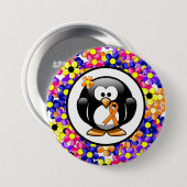 Orange Awareness Ribbon Penguin Button (Vorne & Hinten)