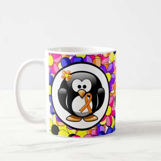 Orange Awareness Ribbon Penguin Kaffeetasse (Links)