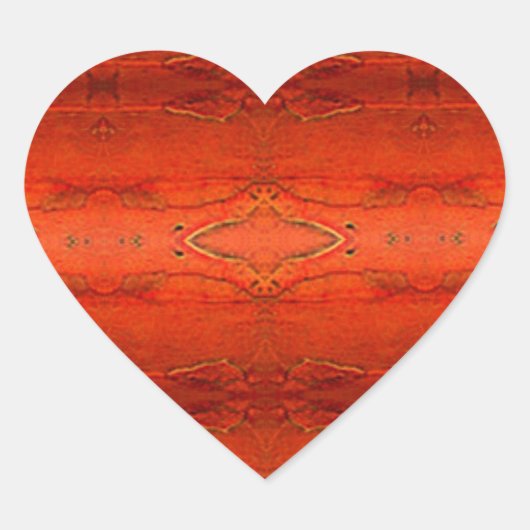 Orange Aztec Muster Herz-Aufkleber (Vorderseite)