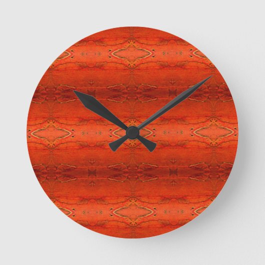 Orange Aztec Pattern Runde Wanduhr (Vorderseite)