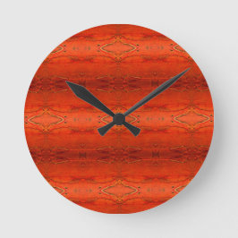 Orange Aztec Pattern Runde Wanduhr