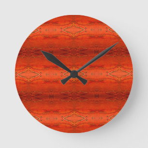 Orange Aztec Pattern Runde Wanduhr